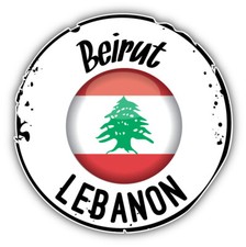 Beirut Lebanon Flag Stamp Car Bumper Sticker Decal