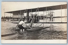 1912 Aviation Hydroplane Airplane Brunswick Maine ME RPPC Photo Antique Postcard
