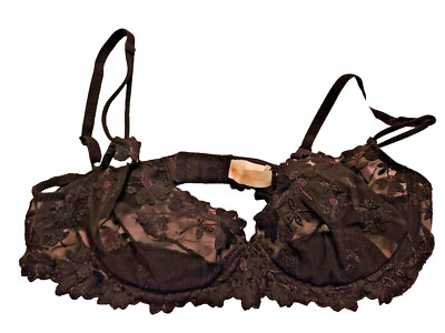 Caro Cuore Bra 38 Black underwire sheer Lace - Adjustable back clasp