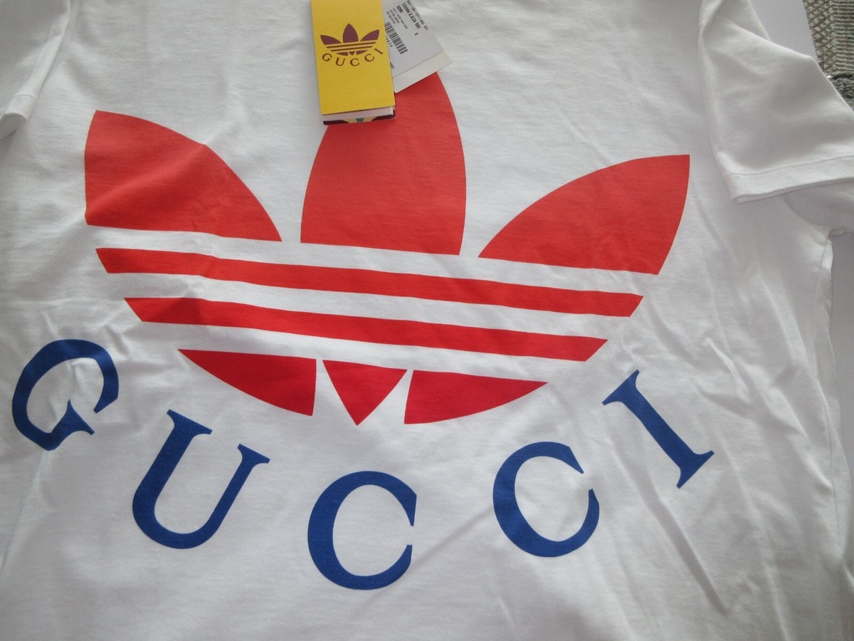 GUCCI x Adidas White red Logo T-Shirt Men's Size Medium