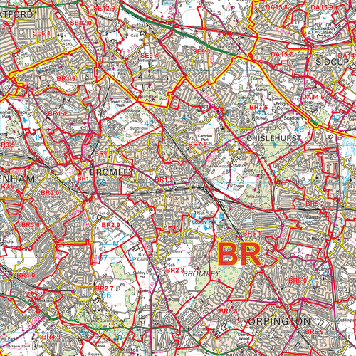 Greater London Postcode Map - London Postcodes - Picture 3 of 6