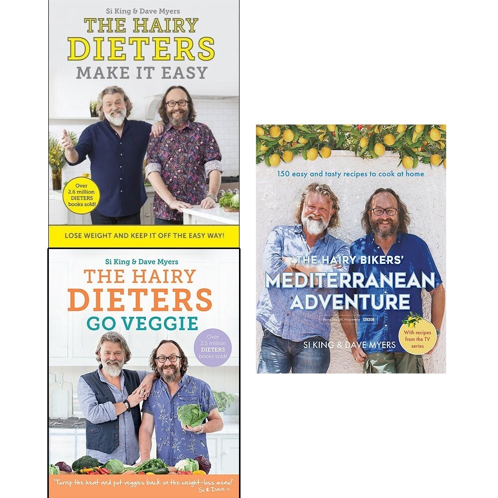 Hairy dieters make it easy, go veggie and hairy bikers mediterranean 3 books Set
