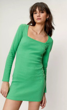 Nasty Gal Ribbed Square Neck Mini Dress Size 8