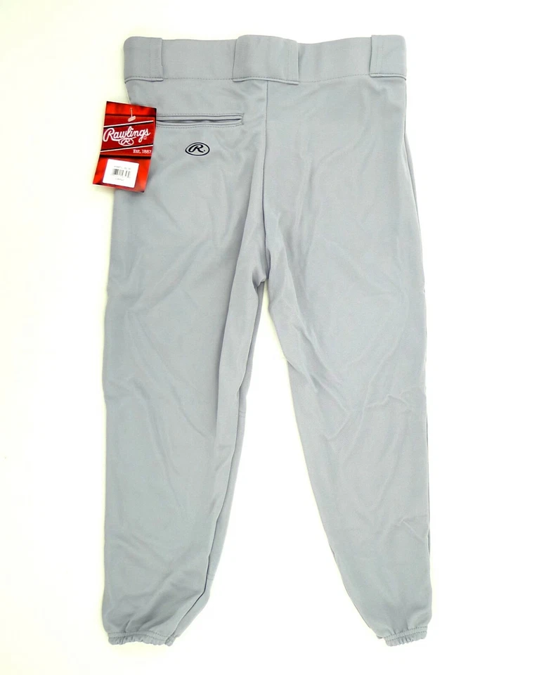 Pantalones de béisbol Rawlings Youth Deluxe lazos para cinturón bolsillo trasero pantalones elásticos grises Foto 2 de 4