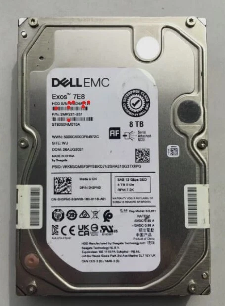 Dell H3PN0 8TB 7.2k 12Gb/s 3.5" SAS SED Hard Drive ST8000NM010A w/ 13G Tray - Image 2 of 2