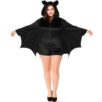 Halloween Bat Costume for Women Grils Cosplay Hooded Black