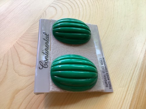 Pendientes llamativos vintage años 80 perforados verde melón acrílico nueva ola centro comercial niña - Imagen 2 de 13