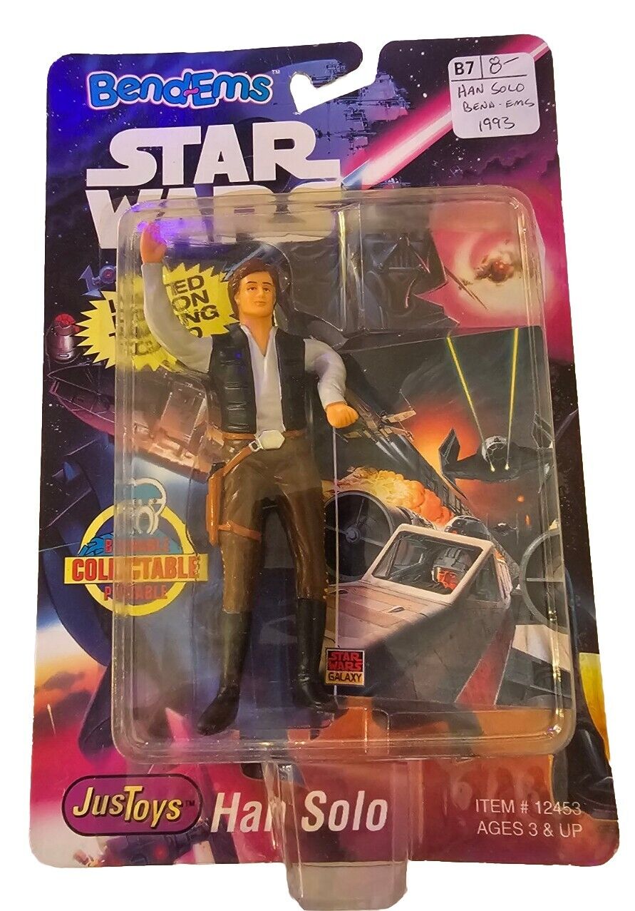 Star Wars Bend-Ems 12453 Han Solo Figure With Trading Card By Just Toys 1994 New