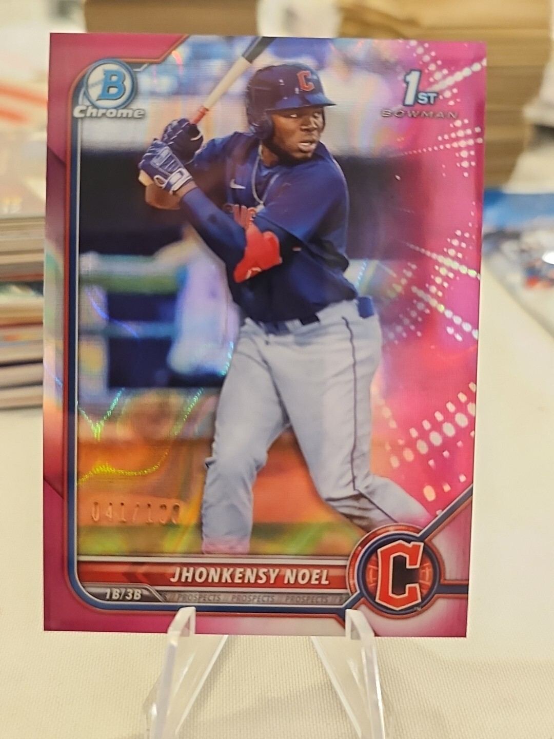 2022 Bowman Chrome Jhonkensy Noel Pink Fuchsia Refractor Rookie 041/199 BCP-2