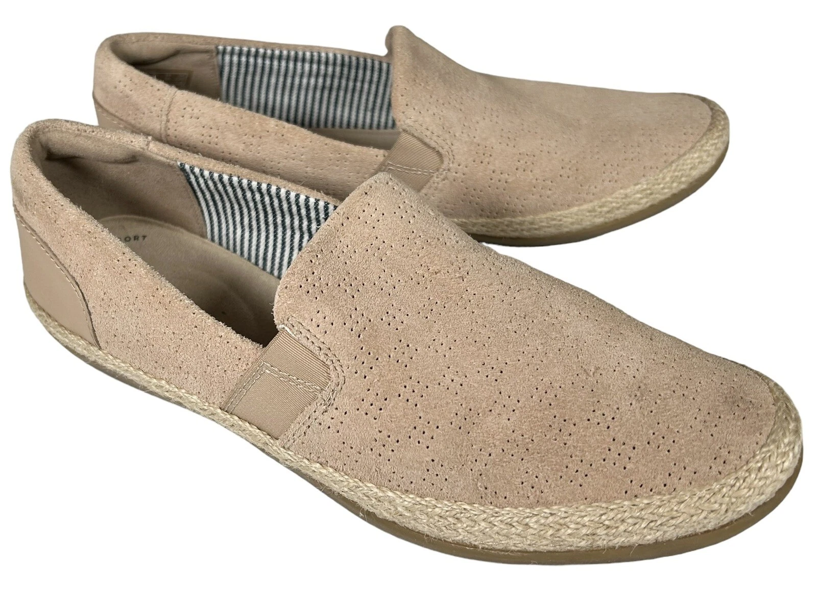 Scarpa mocassino slip on CLARKS Collection Danelly Rae TAGLIA 7 5 espadrillas scamosciato marrone*