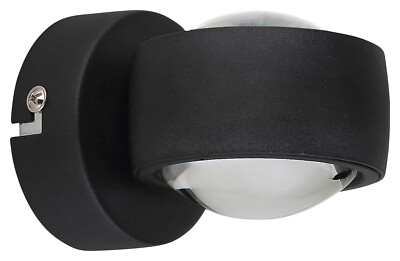 GLOBO RANDI LED-Wandleuchte Wandlampe 1-flammig Schwarz Transparent Glas Metall
