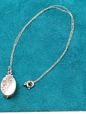 Antique Charming 15" Gold Fill Chain & Scroll Design Oval Locket