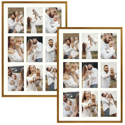 4x6 Bronze Collage Frame with 9 Openings Mat or 13.6x19.7 Photo 2 Pack