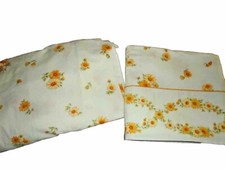 VINTAGE CANNON MONTICELLO FLORAL BORDER DAISIES YELLOW GREEN 2P FULL SHEET SET