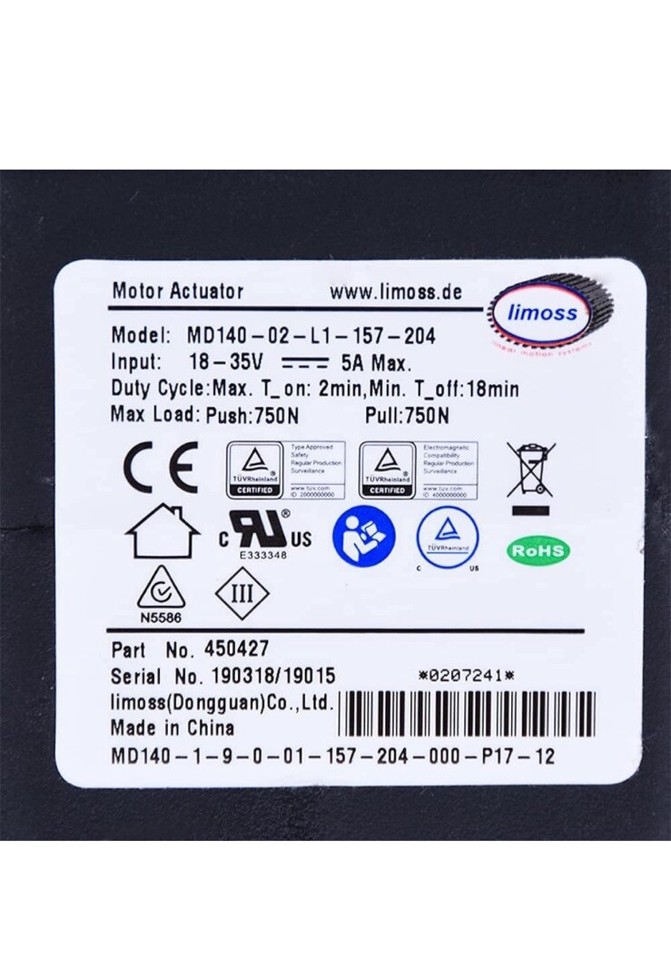 Limoss Motor Actuator 451011 Model MD14002L1157204 for Recliner