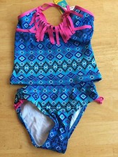 NWT Jantzen Artec Fringe 2pc Swimsuit Girls 5 UPF 50 