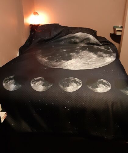 To the Moon, Alice! Phases of the Moon- Starry Night heavy Queen Quilt w/ shams - 第 1/6 張圖片