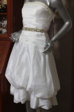 NEW JJs House Fit Flare Tea Length Light  Ivory Wedding Dress Custom Sz 8/10