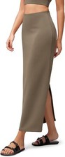 Womens Modal Maxi Skirt High Waist Back Slit Pencil Skirt Soft Stretchy Fabric