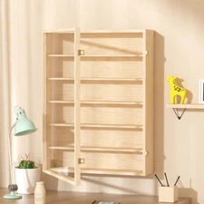 6-Tier Wall Mounted Display Case Wooden Car Model Storage Cabinet