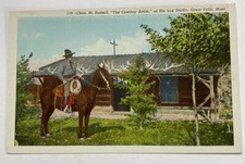 Vintage Linen Postcard~ Chas M Russell Cowboy...
