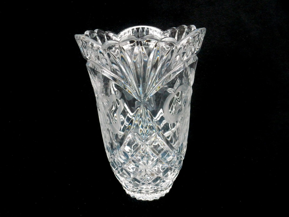 Cut Crystal Flower Vase, 8.5