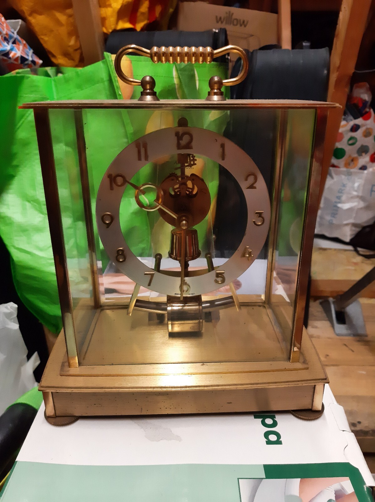 Vintage Kundo Mantle Clock, Brass & Glass eBay