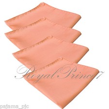 4 x Peach Solid Hankie Hankerchief Pocket Square Hanky Wedding 100ii