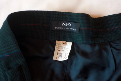 Dark Green Checked Vintage Wool Midi Skirt Wiko, Size M, L - Picture 6 of 7