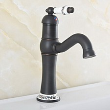 Oil Rubbed Bronze Bath/Kitchen Faucet Swivel Single Handle Tap Deck Mounted