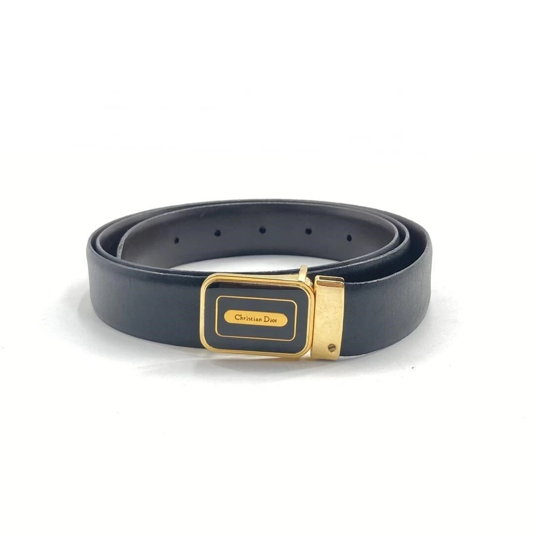 Ceinture logo Christian Dior authentique noir/or longu cm vintage