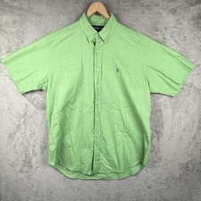 Ralph Lauren Blake Shirt Men L Green Oxford Cotton Button Down Pony Logo S/S VTG
