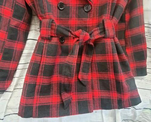 JOUJOU Women's Belted Trench Coat Red Gray Plus Size 3x Gothic Emo Academic - Picture 6 of 17