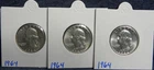 3-1964 Silver  Washington Quarters BU Blast White