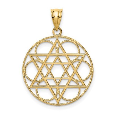 14k Gelbgold Davidstern Kreis Anhänger 1,4g, L-31mm, 22mm für Mama