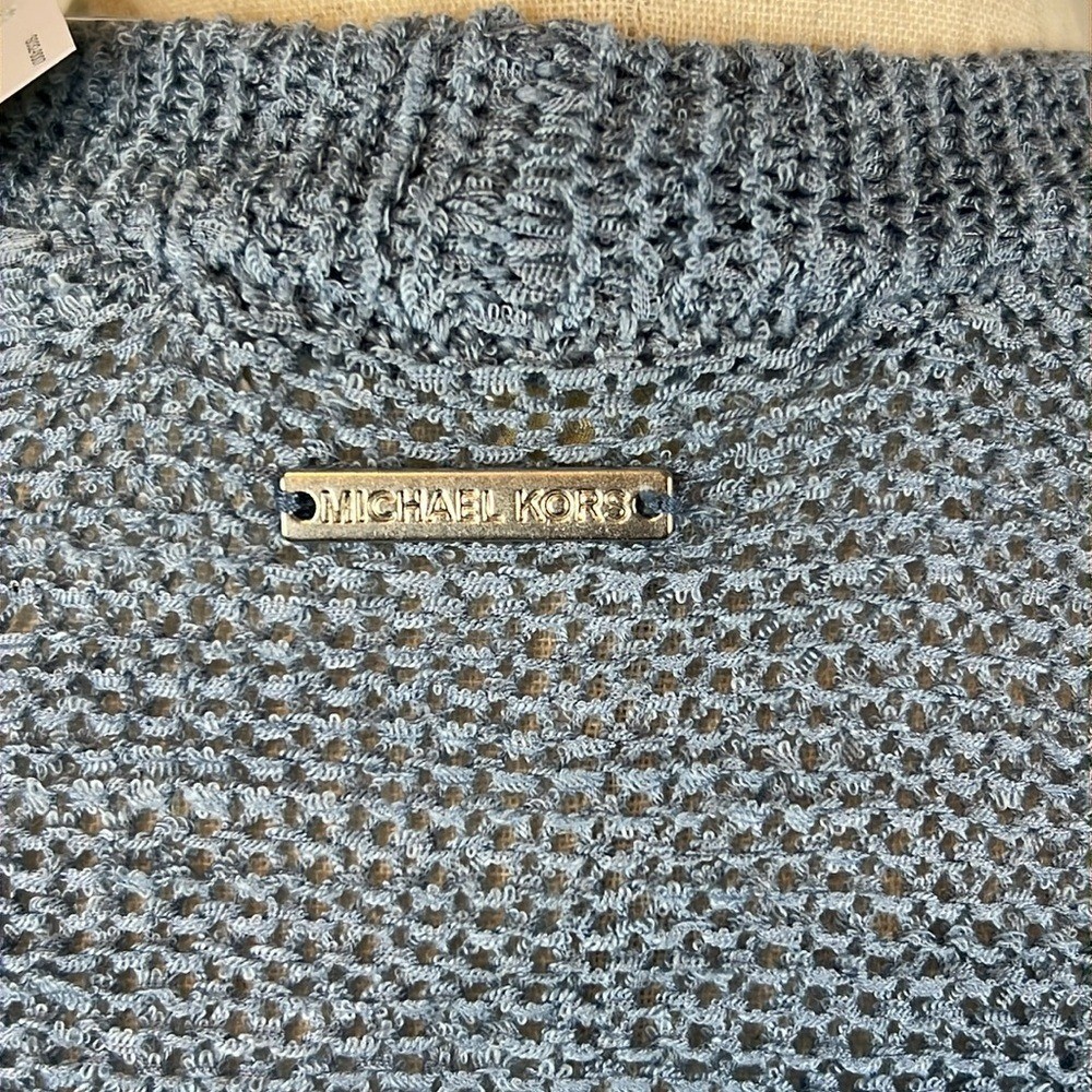 MICHAEL KORS Open Knit Crochet Long Cardigan Sweater XS Fringe Lightweight NEW thumbnail 13