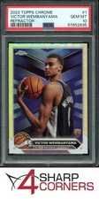 2023 TOPPS CHROME REFRACTOR #1 VICTOR WEMBANYAMA RC 4SC ELITE PSA 10