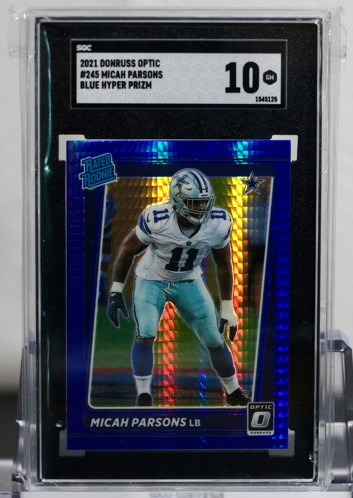 2021 Donruss Optic MICAH PARSONS Blue Hyper Prizm RC #245 SGC 10 GEM MINT