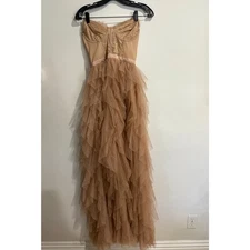 NWT For Love & Lemons X REVOLVE Tulle Bustier Gown Warm Taupe Women's Size Small