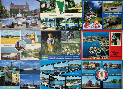 9 x SCHWEDEN Postcards Lot u.a. Boras Karlskrona Halland Strömstad Helsingborg