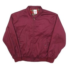 WARRIOR Mens Maroon Cotton Blend Harrington Jacket M Plain Zip Casual Retro