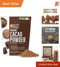 Organic Cacao Powder 16oz Non-GMO Gluten-Free Chocolate Flavor for Baking and...