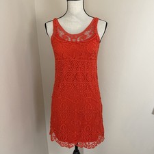 LC Lauren Conrad Red Crochet Lace Dress Sleeveless Size Medium