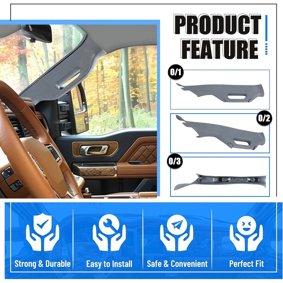 FOR 11-16 F-250 F-350 F-550 Interior Trim A Pillar Handle RH Passenger Grey Gray Foto 3 de 4