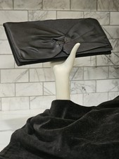 Black Vintage Unsigned Knotted Satin Bow Evening Bag Purse w/ Slit Pocket