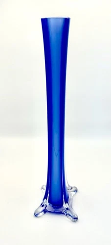 Mid-Century Modern-MCM vintage cobalt blue art glass bud vase Murano style 12”