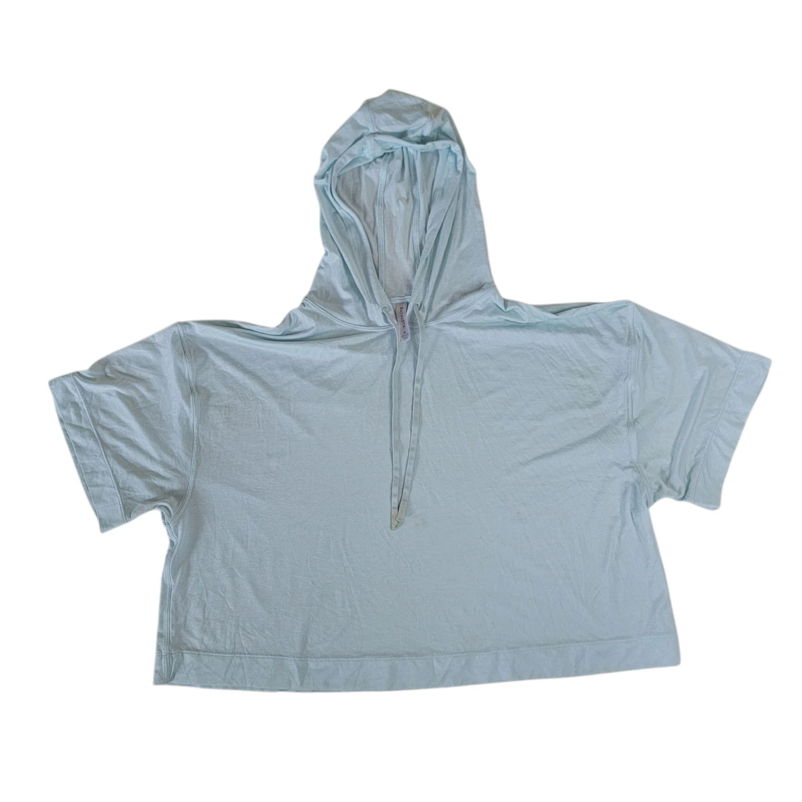 ATHLETA Hoodie Cropped Shirt Boxy Medium Short Sleeve Performance Light Blue