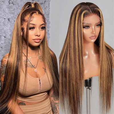 Amirty Honey Blonde Wig Human Hair 200 Density 13X6 Hd Lace Front Wigs Human