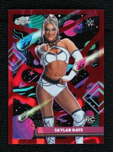 2026 Topps Cosmic Chrome WWE Red Flare Refractor 1/5 Skylar Raye Rookie RC 8x7