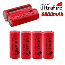 6pcs 26650 Battery UltraFire Rechargeable Flat Top 3.7V Batteries Cell